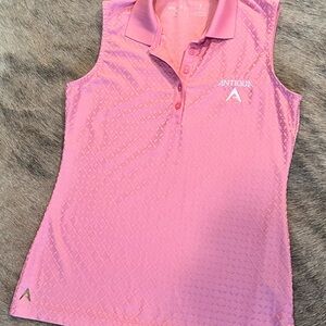 Antigua Sleeveless Golf Polo | Textured Light Pink | Size S